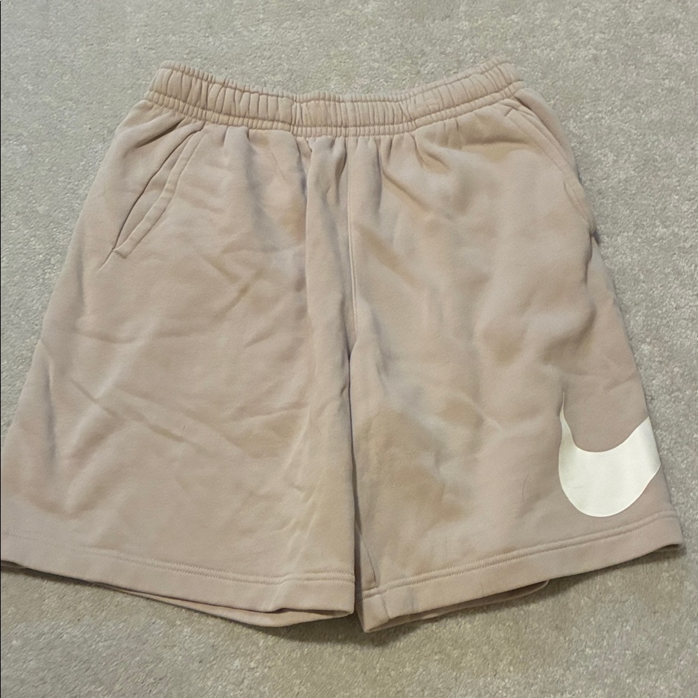 Nike Tan Shorts with White Swoosh